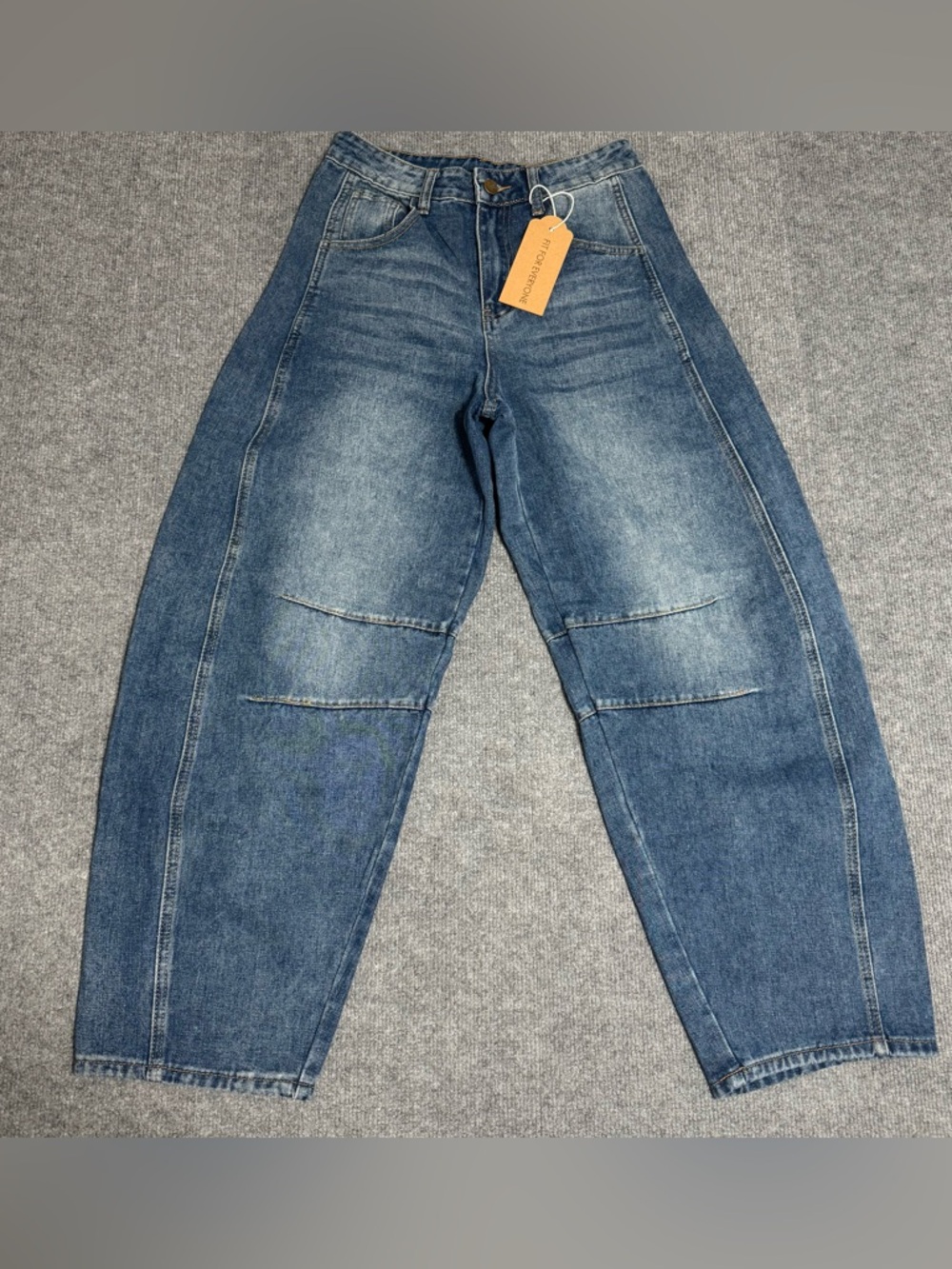 NWT Hungson Barrel Leg Jeans Size 6 Curved Horseshoe Baggy Y2K Denim High Waist